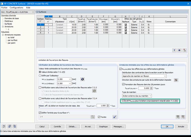 Case à cocher pour le béton à durcissement retardé