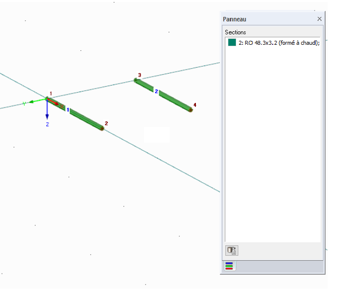 Définition des barres de connexion avec la section 2
