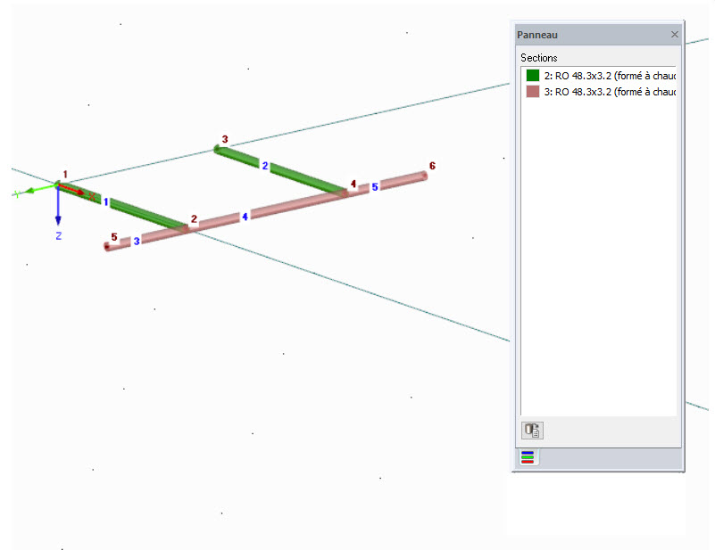 Définition des barres transversales avec la section 3