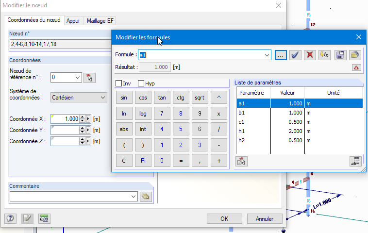 Attribution du paramètre a1 à tous les nœuds du plan