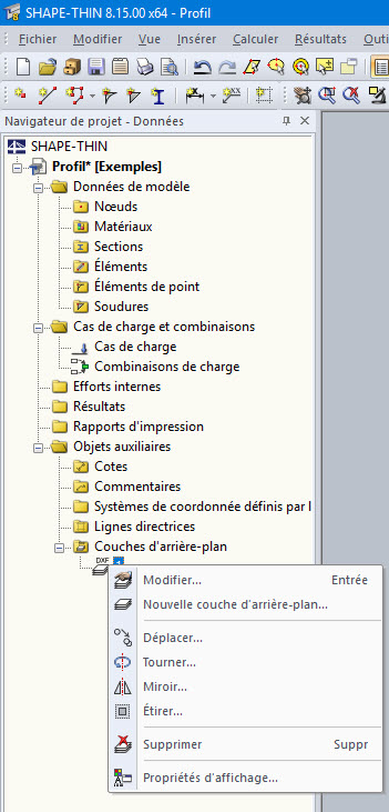 Navigateur de projet - Données, Couches d'arrière-plan
