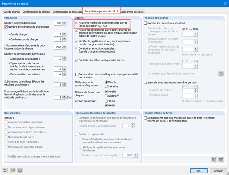 Considération des déformations dues au cisaillement dans RFEM et RSTAB