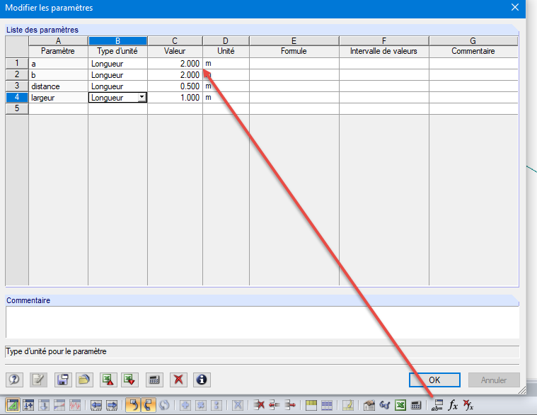 Définition des paramètres « a » et « b »