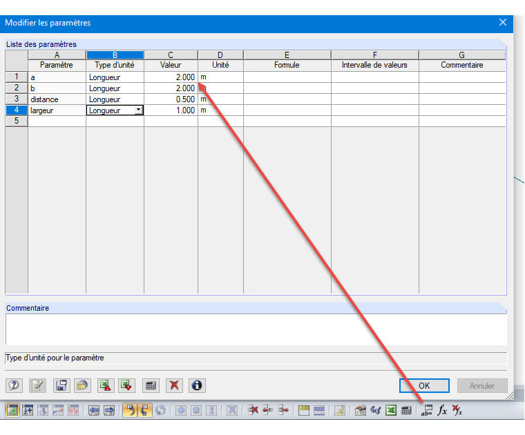 Définition des paramètres « a » et « b »