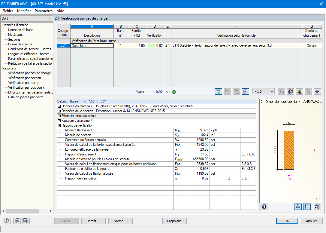 Boîte de dialogue dans le module additionnel RF-TIMBER AWC