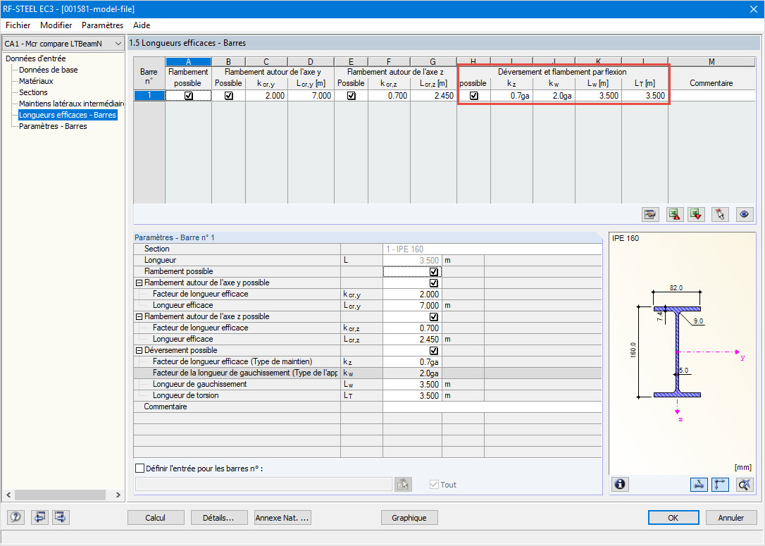 Fenêtre d’entrée de RF-/STEEL EC3