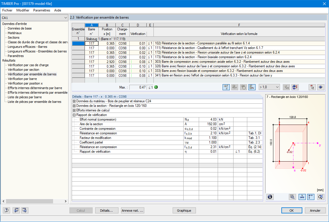 Vérification des pannes en cas de rupture complète du poteau