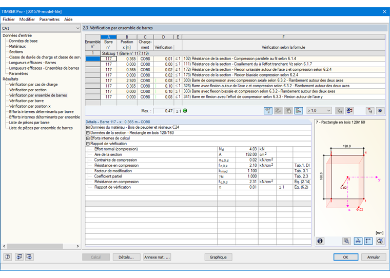 Vérification des pannes en cas de rupture complète du poteau