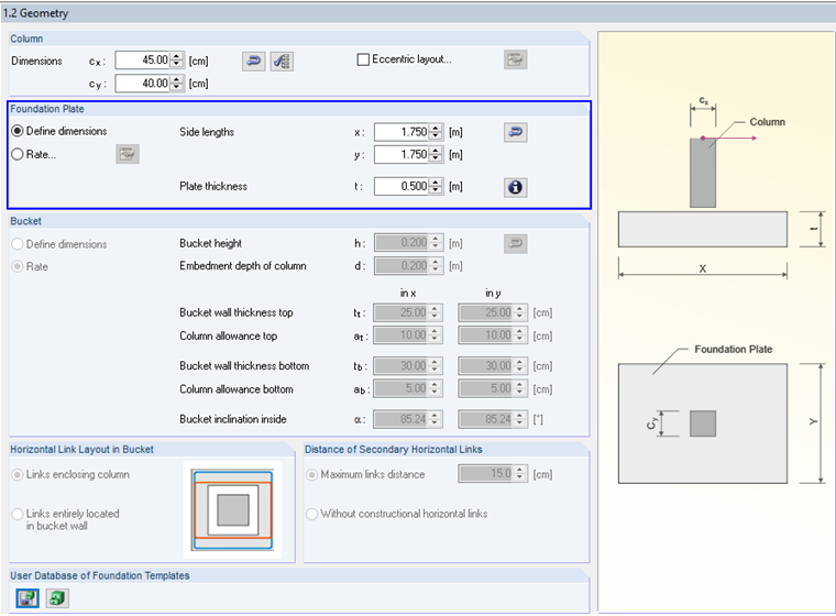 Dimensions prédéfinies des radiers