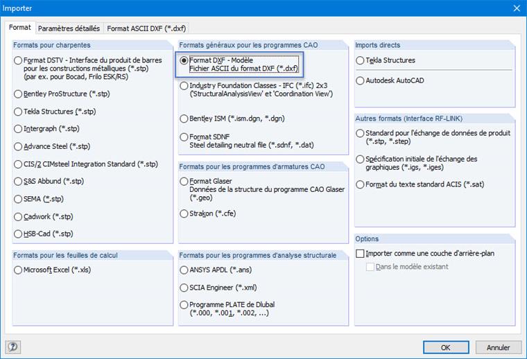 Importer un fichier DXF sous forme de lignes
