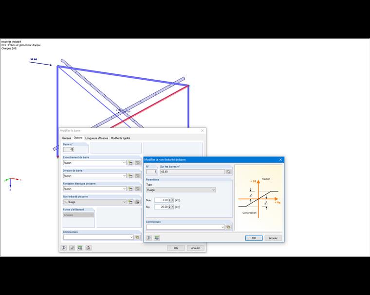 Diagonales paramétrées avec le type « Écrouissage »
