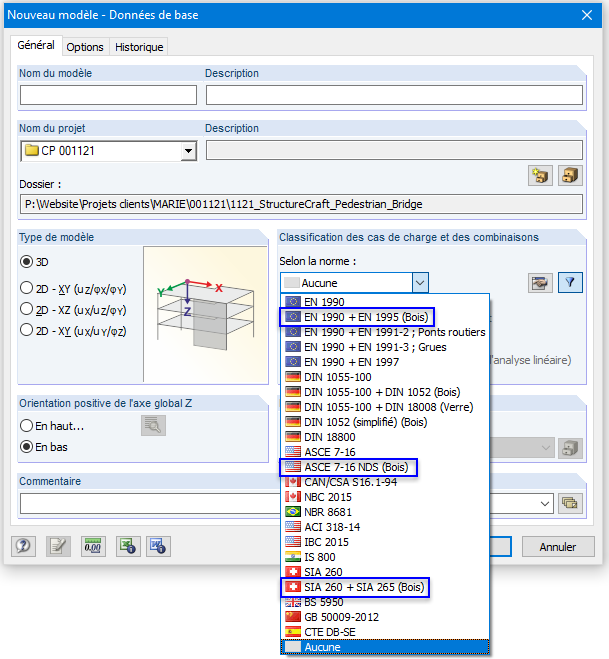 Spezielle Einstellungen für den Holzbau in den Basisangaben