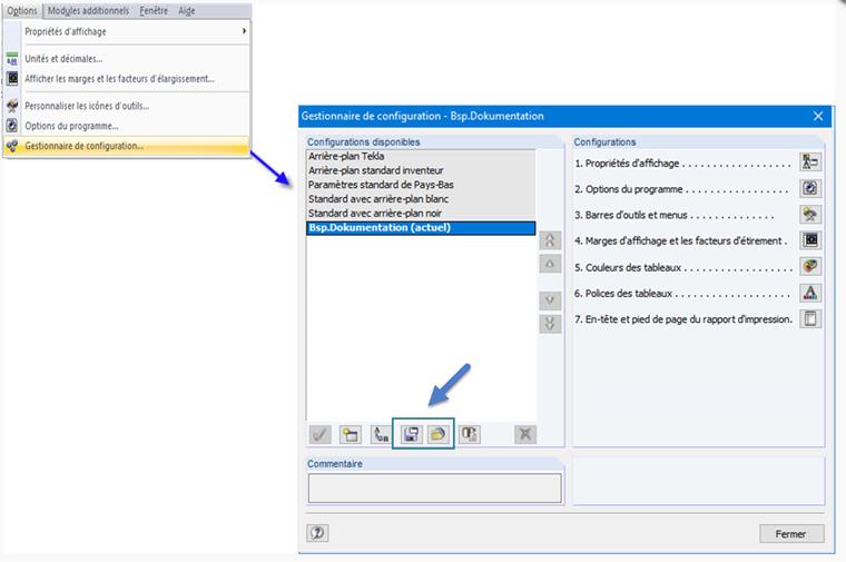 Enregistrer et importer la configuration