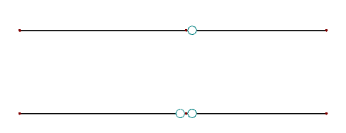 Articulation de barres, barres : correcte (en haut) et incorrecte (en bas)