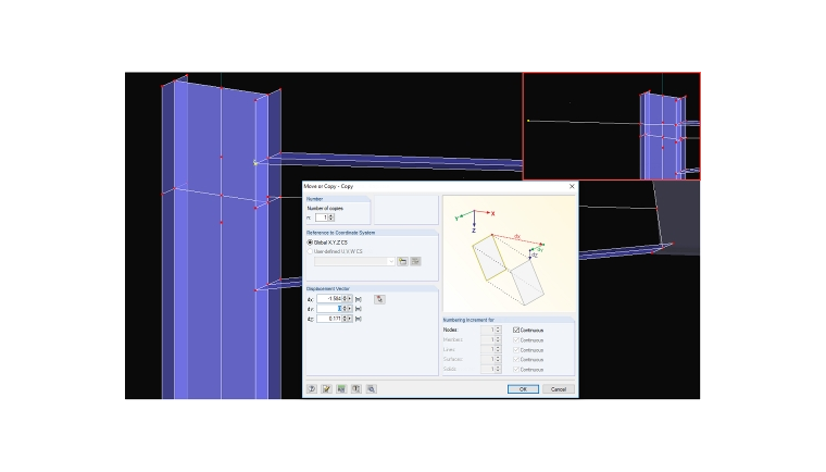 Transfert de l’inclinaison de la poutre au poteau