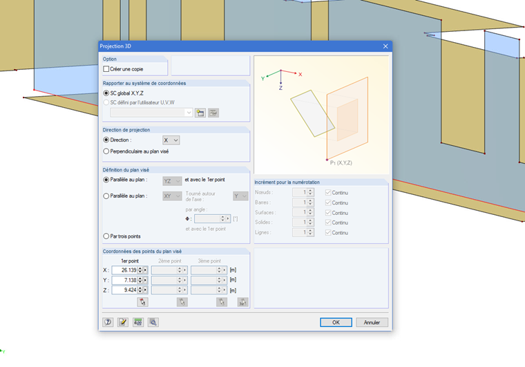 Orientation verticale du voile au niveau du plafond