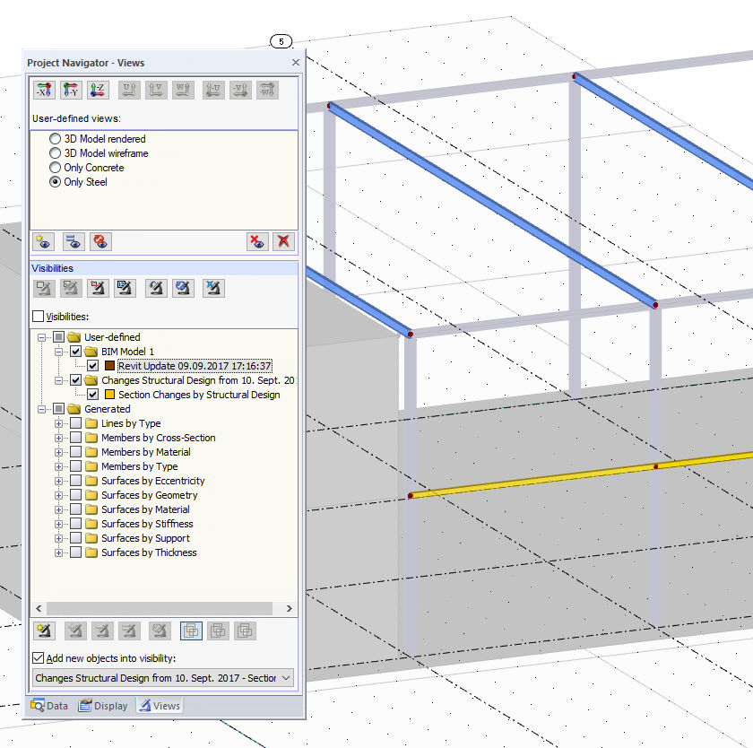 Marquage et visualisation des modifications via les Vues dans le logiciel de calcul de structure RFEM