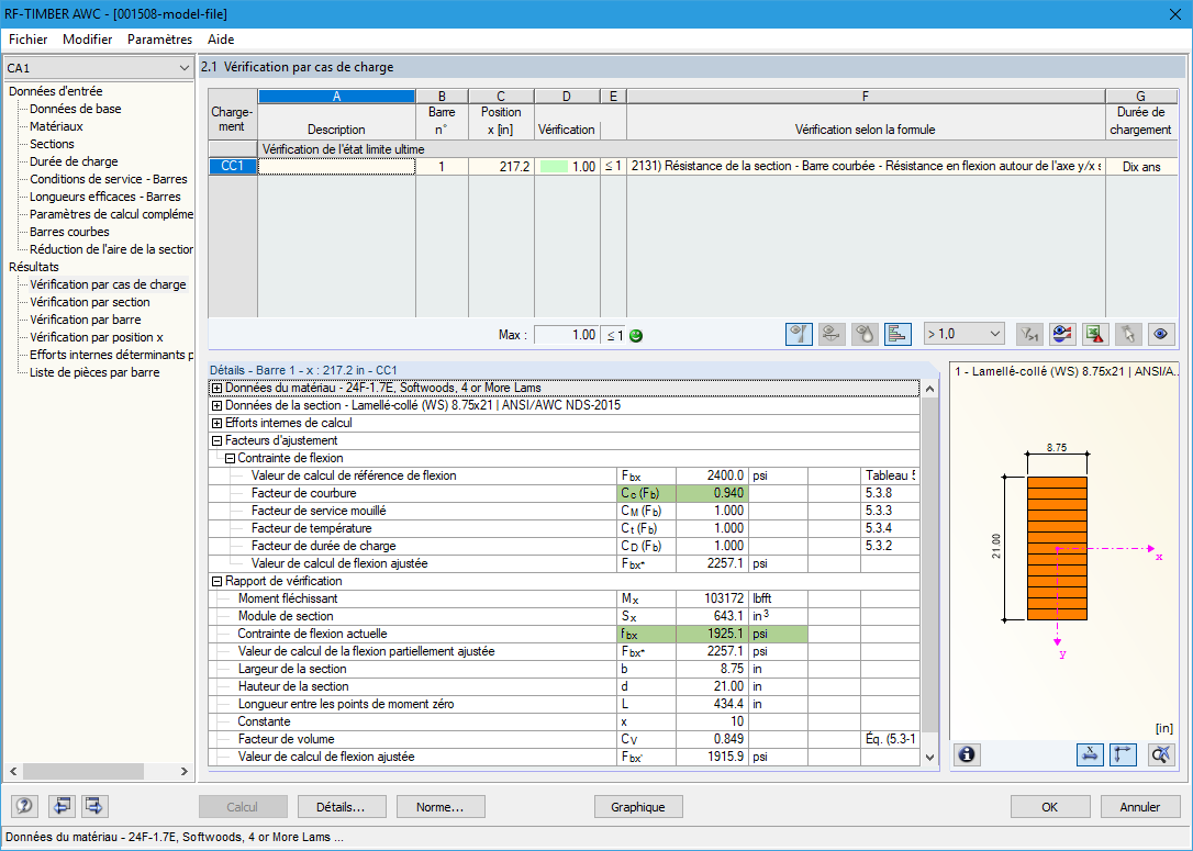 Évaluation dans RF-/TIMBER AWC