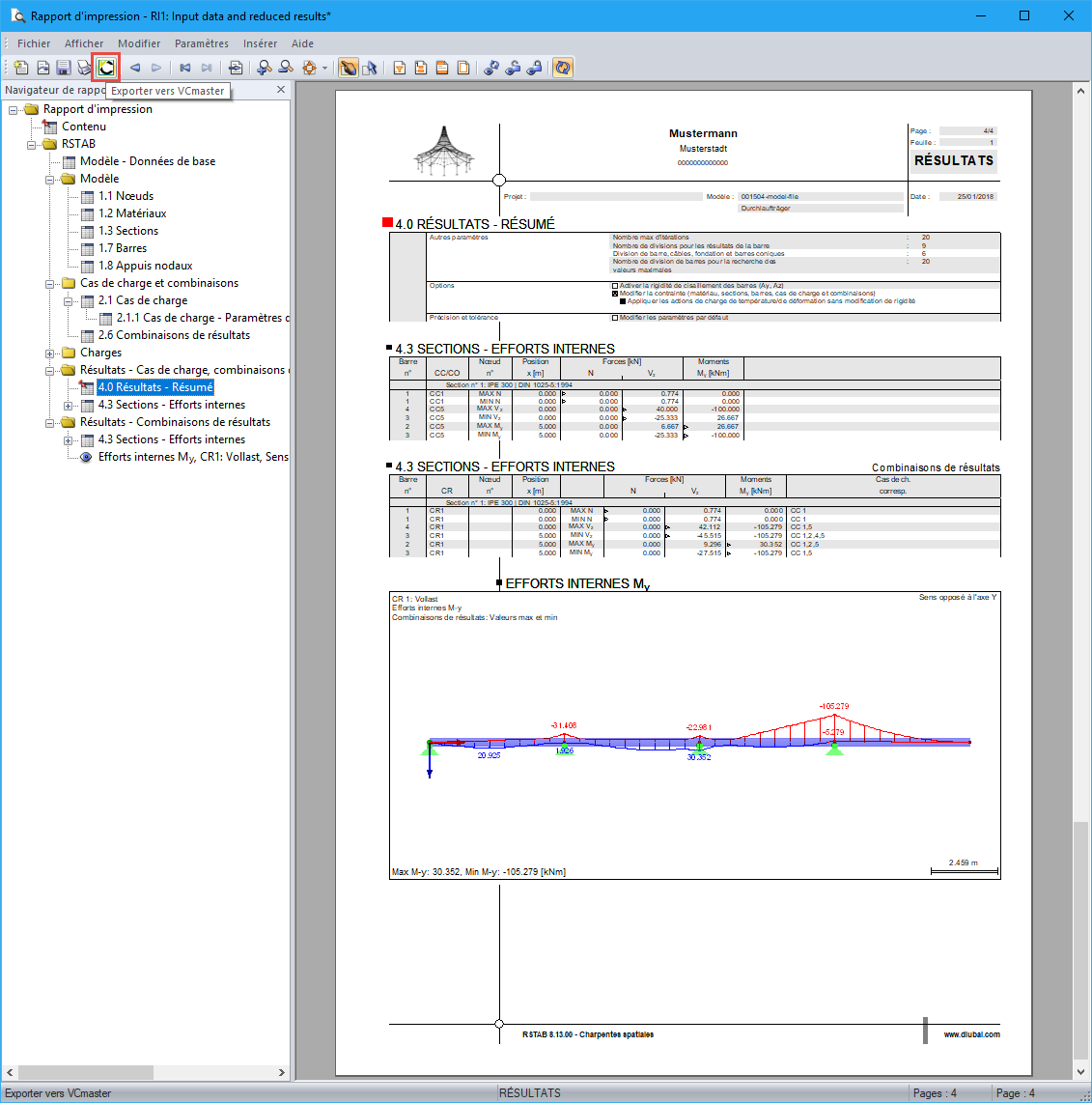 Export vers VCmaster
