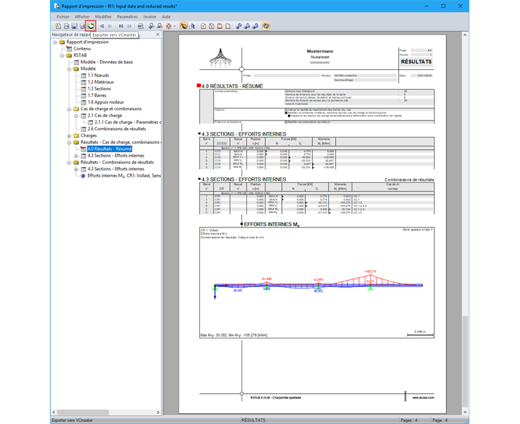 Export vers VCmaster