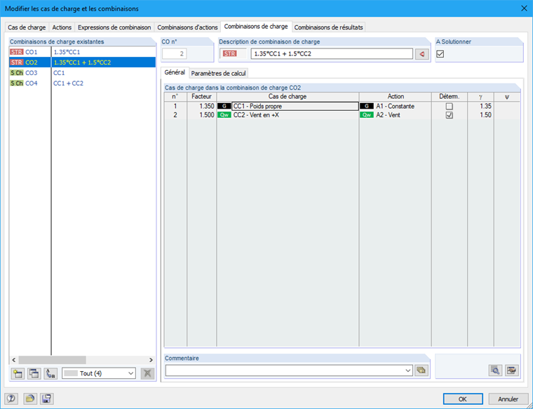 Cas de charge et combinaisons