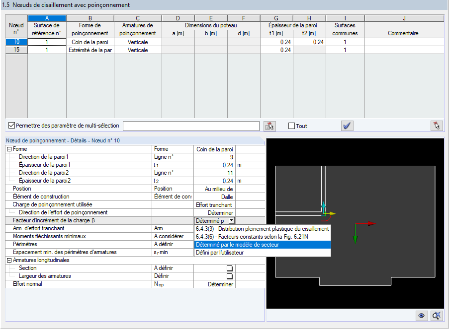 Sélection de la méthode de détermination du facteur d’incrément de charge β