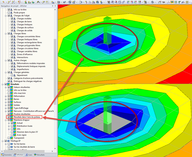 Résultat dans le poteau