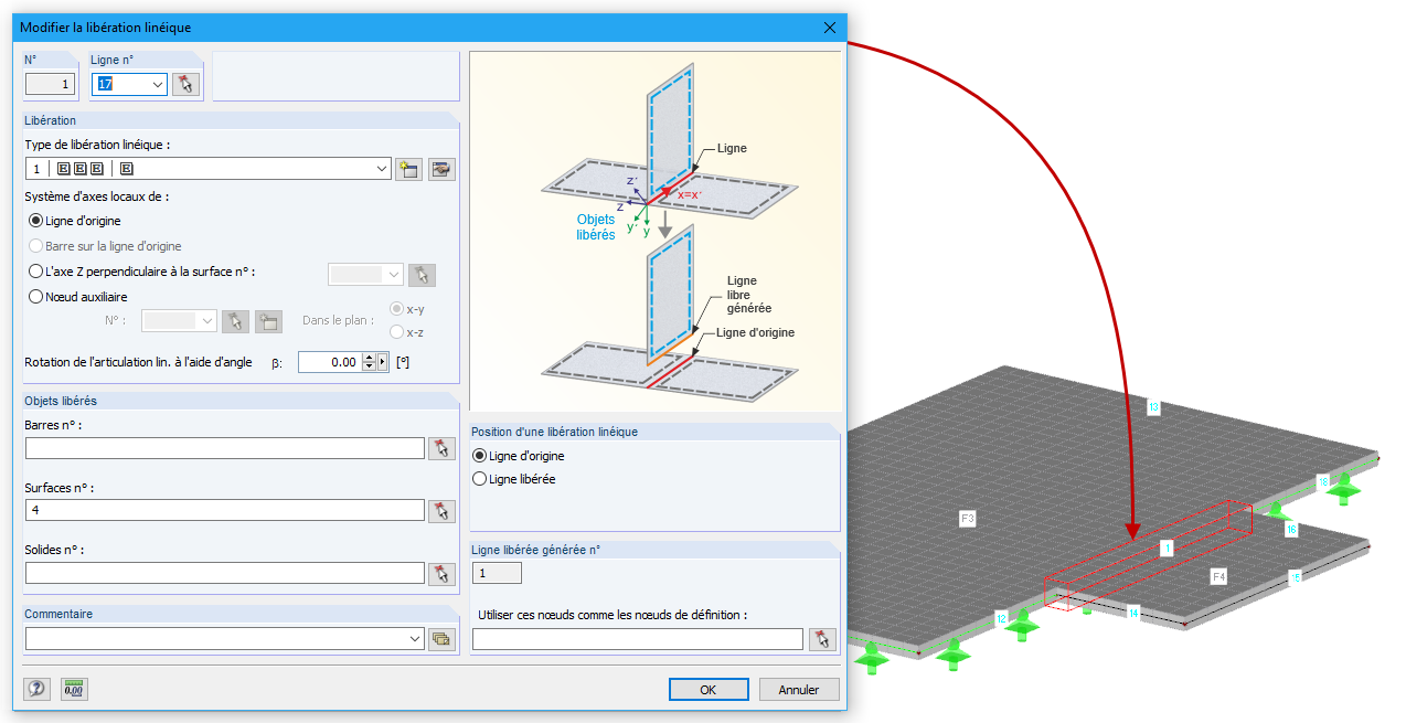 Definition einer Linienfreigabe mit den nichtlinearen Isokorb®-Eigenschaften