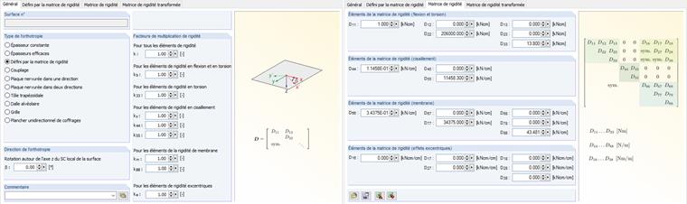 «Modifier la rigidité de surface - Orthotrope» dans RFEM