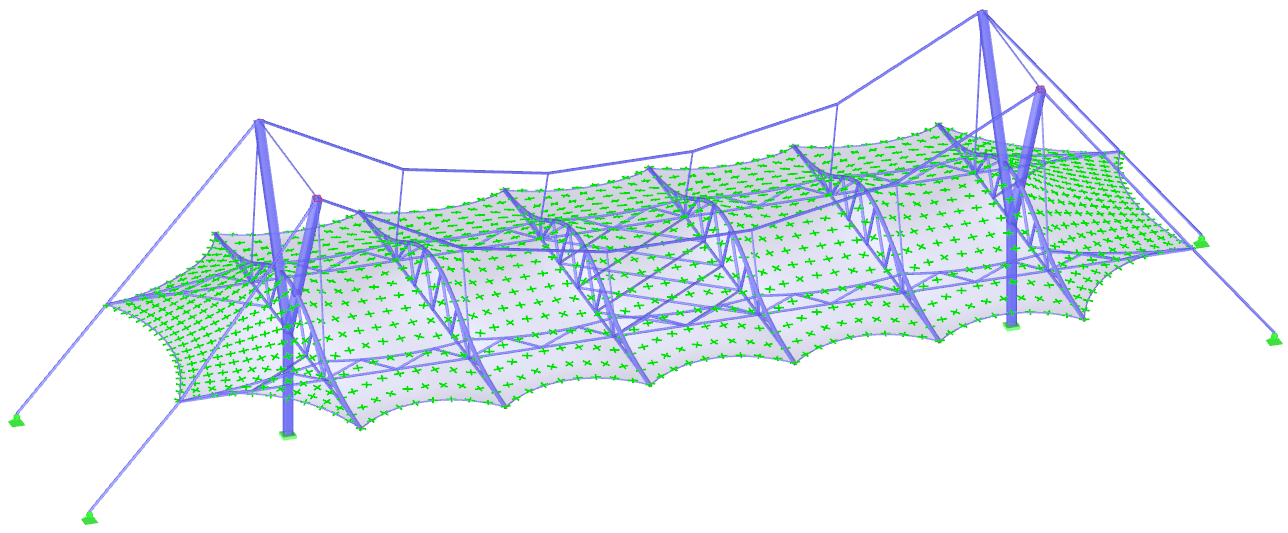 Vecteurs des efforts internes principaux n1, n2 für die Abbildung der gleichmäßigen isotropen Vorspannung