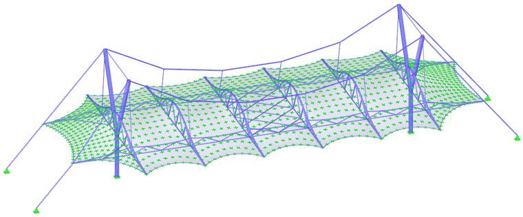 Vecteurs des efforts internes principaux n1, n2 für die Abbildung der gleichmäßigen isotropen Vorspannung