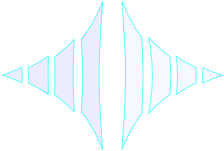 Patrons de coupe créés à l'aide de lignes de coupe géodésiques (à gauche) et de coupes planes (à droite)