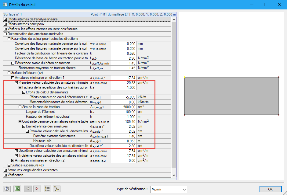 Erster Rechenwert der Mindestbewehrung