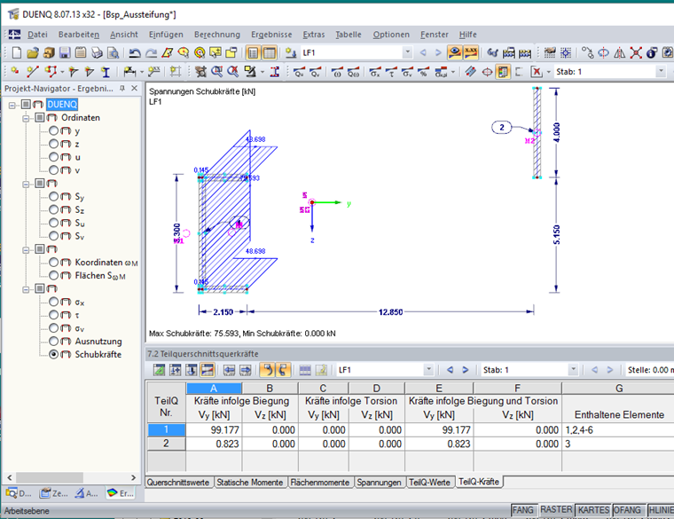 Efforts tranchant dans les murs