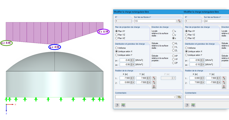 Boîte de dialogue pour les charges variables libres