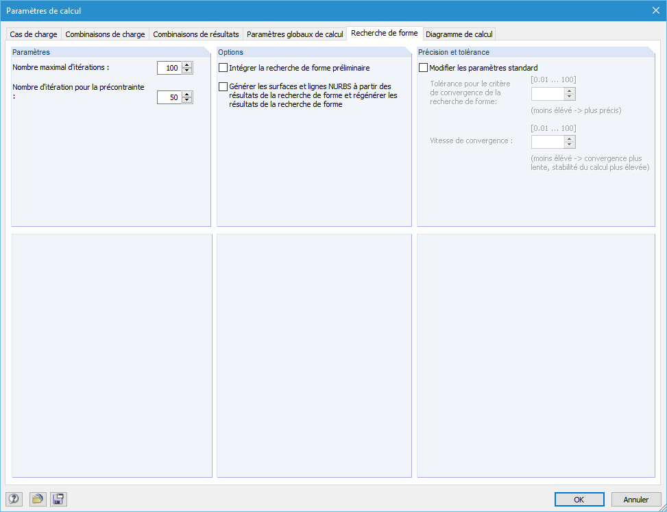 Paramètres de calcul