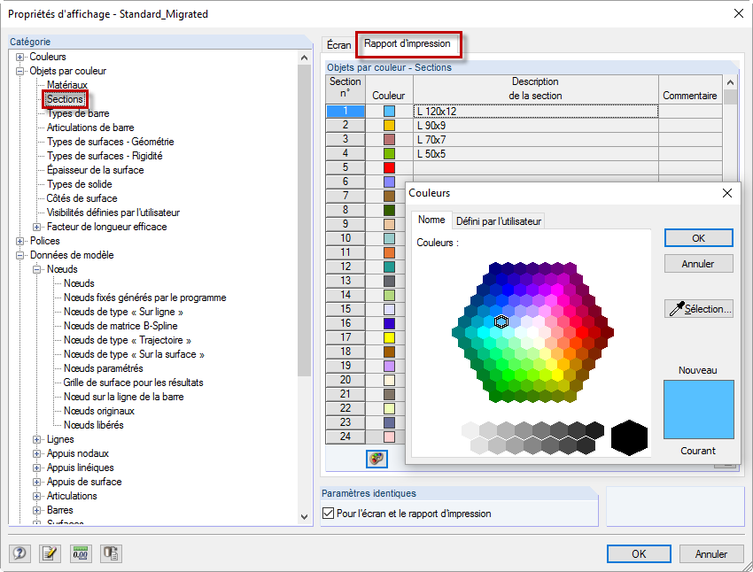 Propriétés d’affichage individuelles
