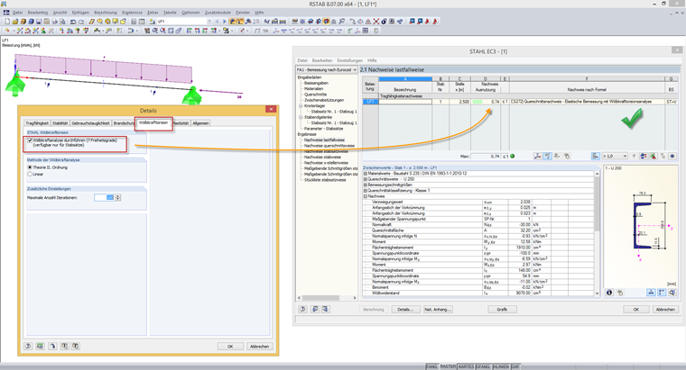 Analyse de stabilité de sections en U