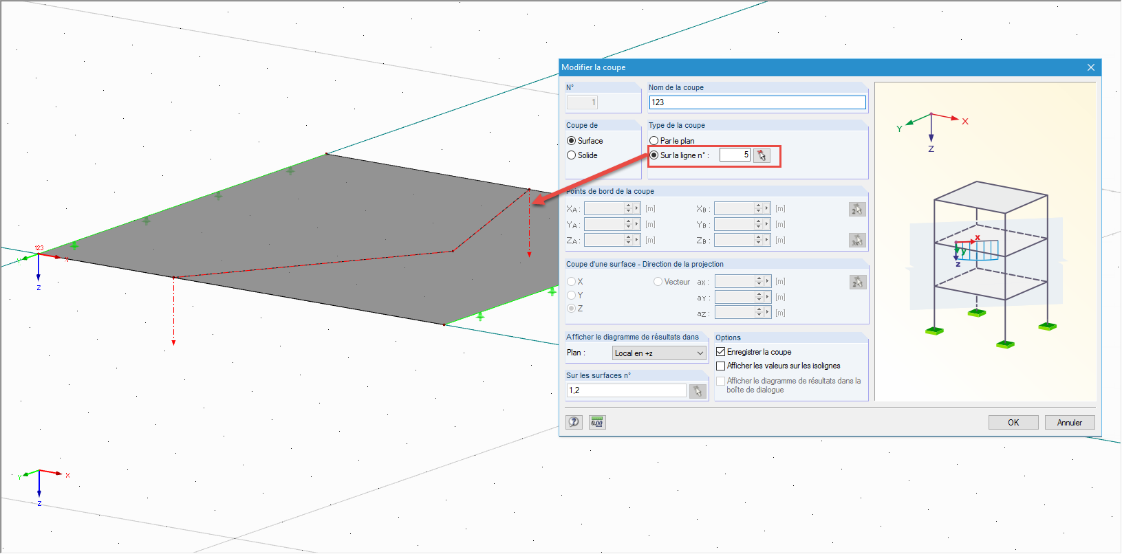 Coupes de lignes non linéaires