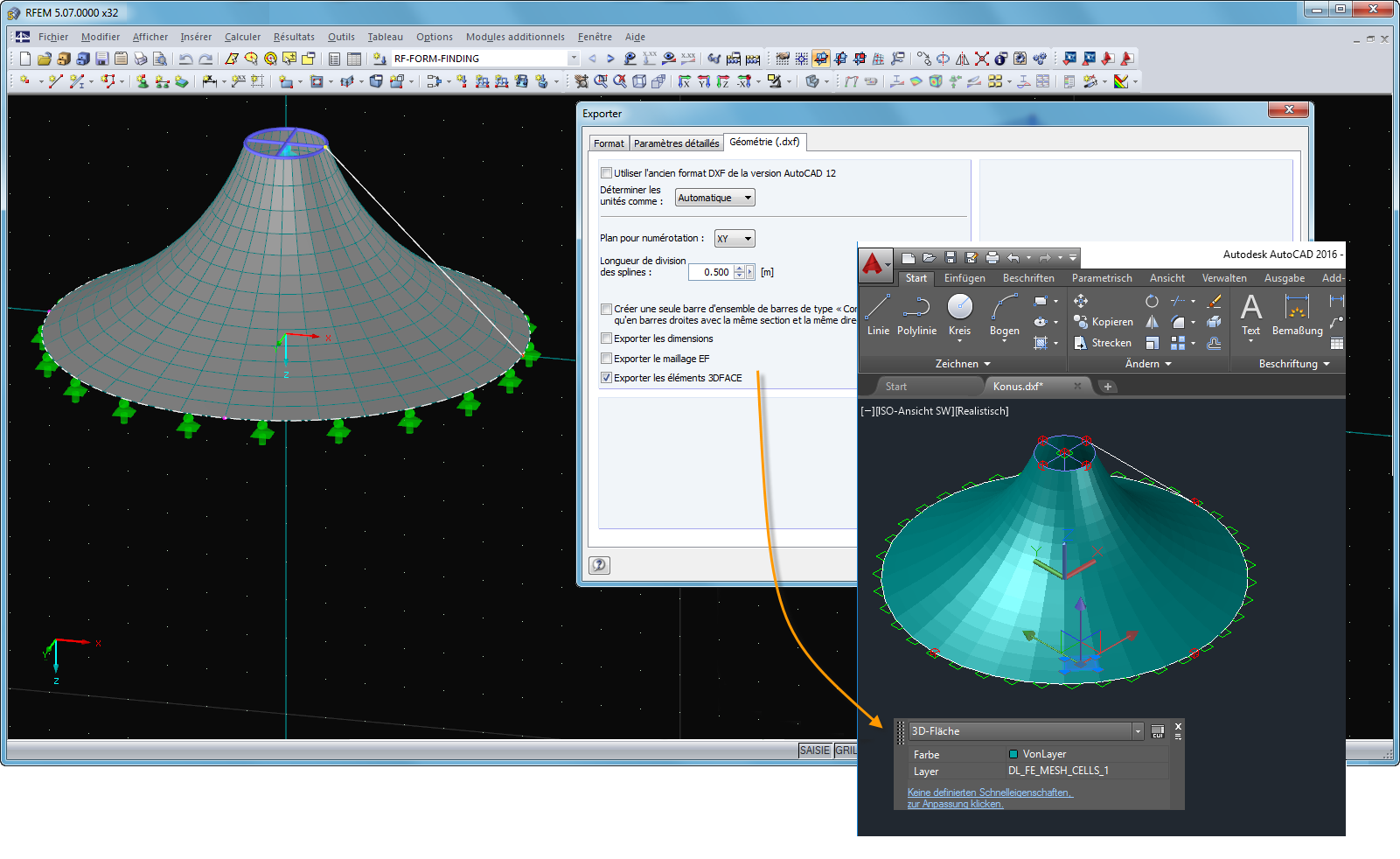 Export DXF avec les éléments 3DFACE