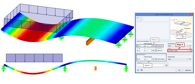 Modellierung eines Unterzuges im Holzbau 3: Situation d’appui non linéaire