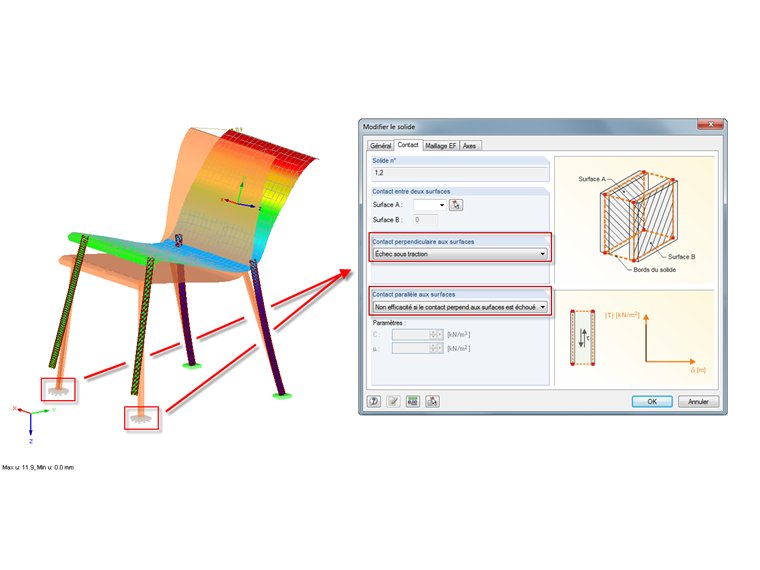 Paramètres du solide de contact