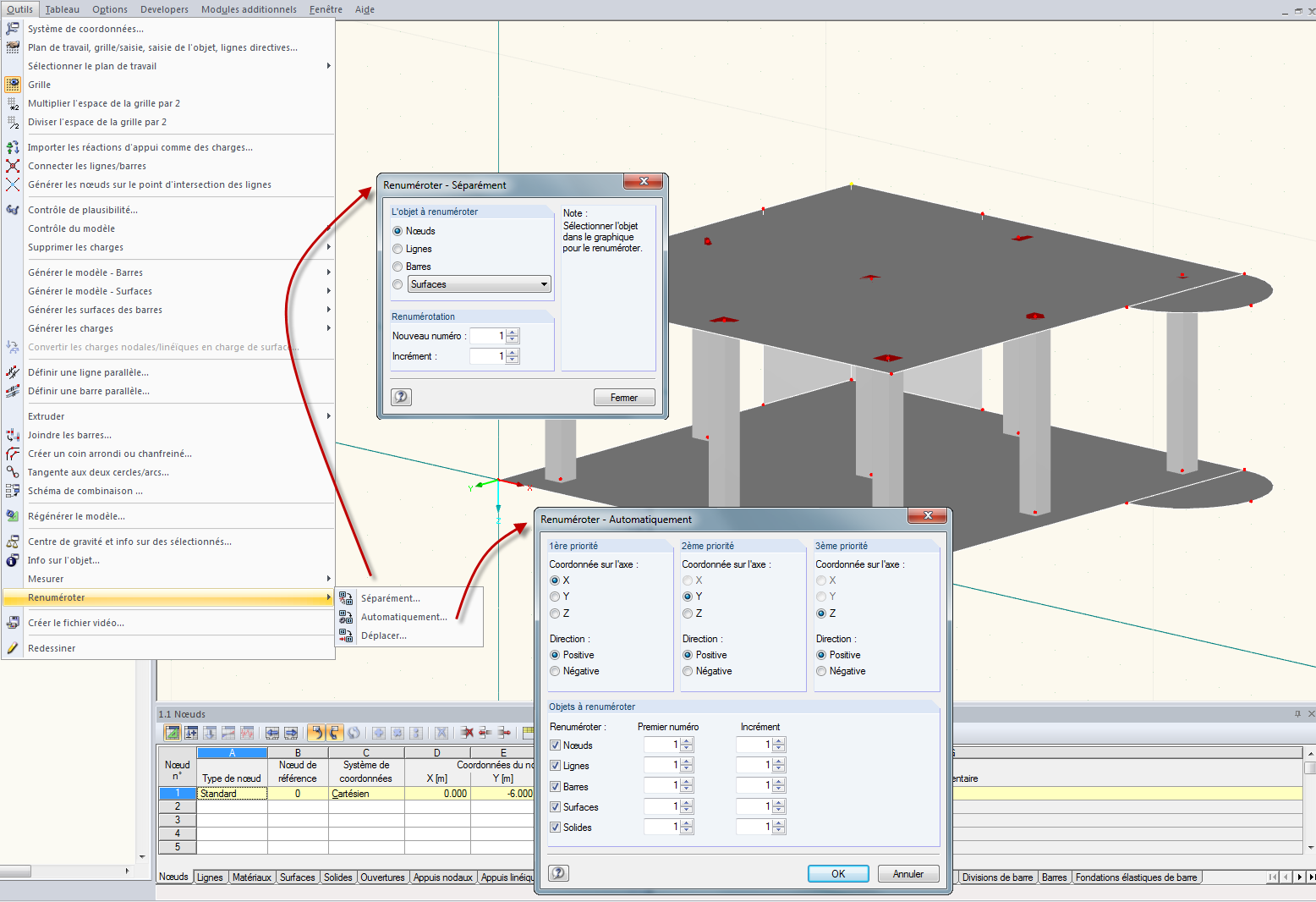 Renumérotation des éléments structurels