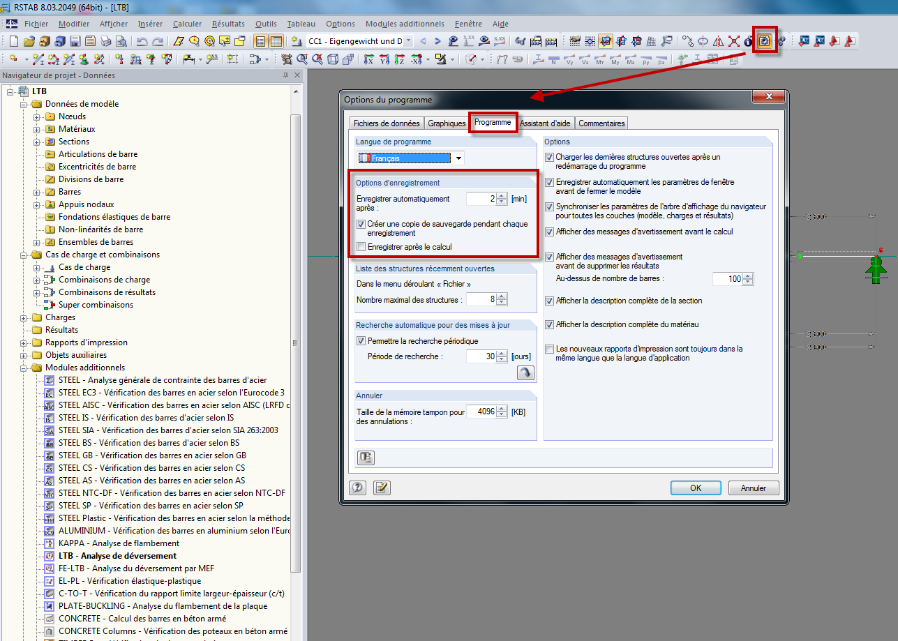 Options d'enregistrement