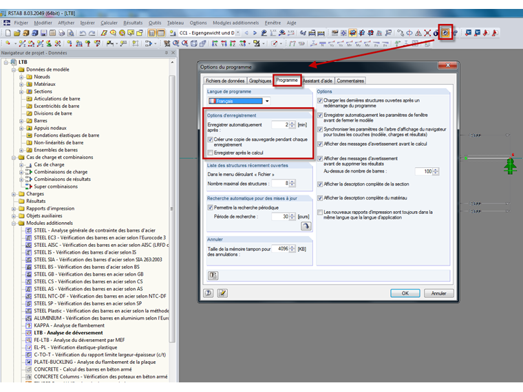 Options d'enregistrement