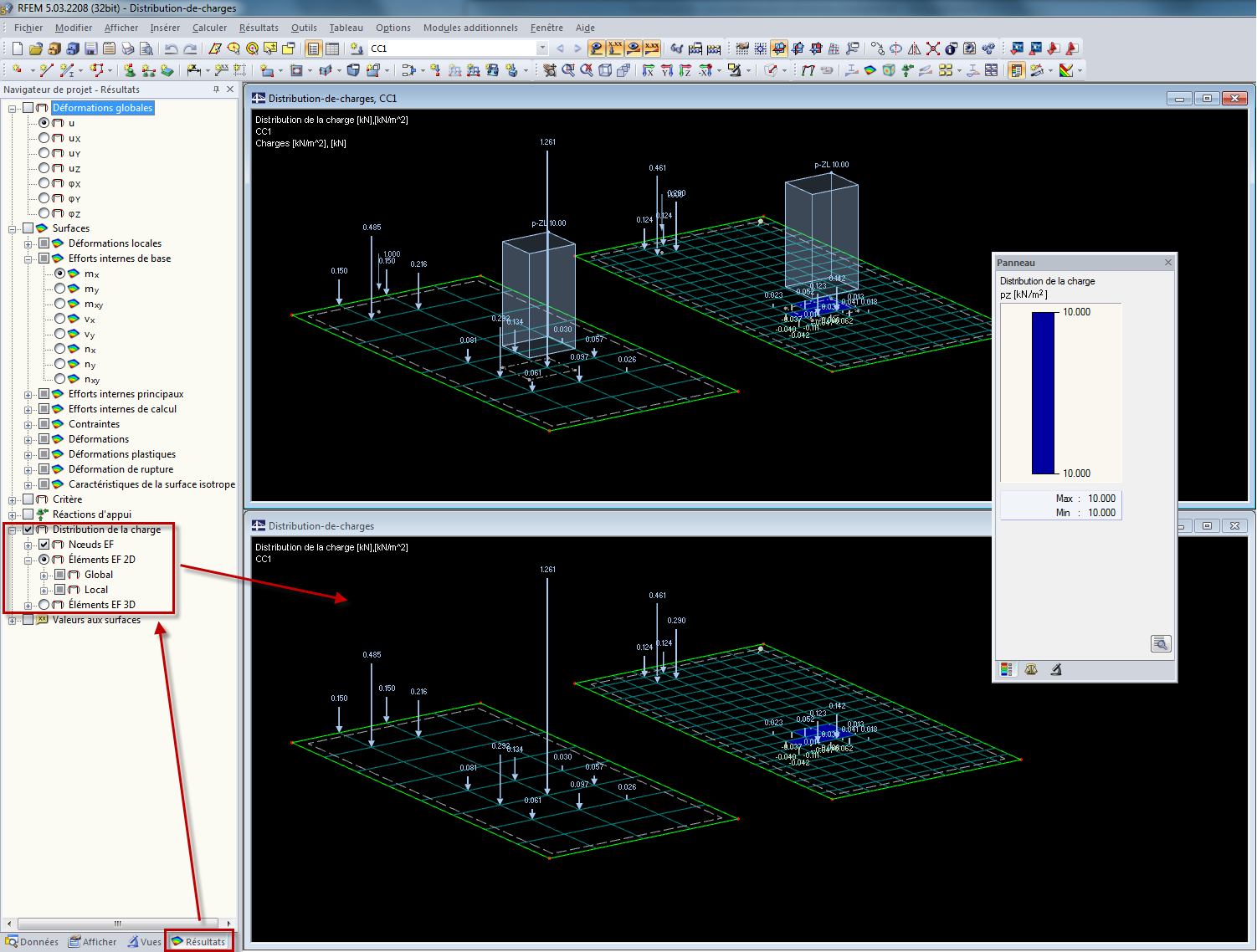 Affichage de la répartition des charges