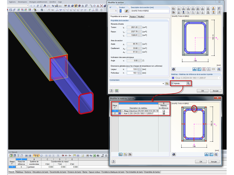 Section hybride dans SHAPE-THIN