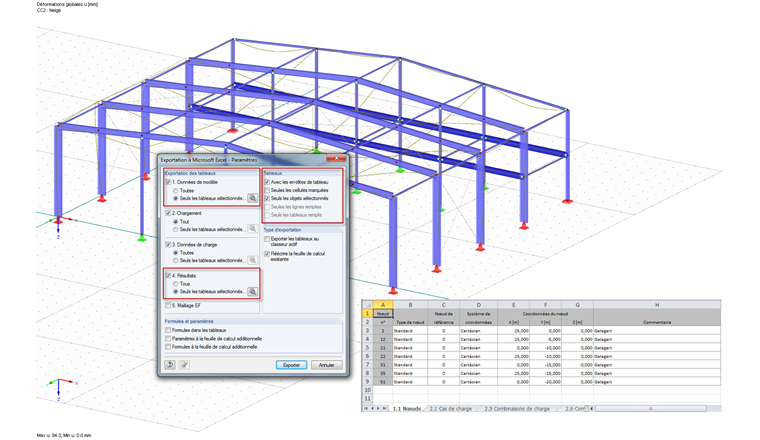 Export des résultats d'objets sélectionnés