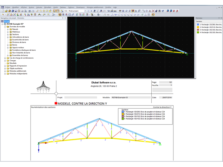 Panneau de couleurs des sections