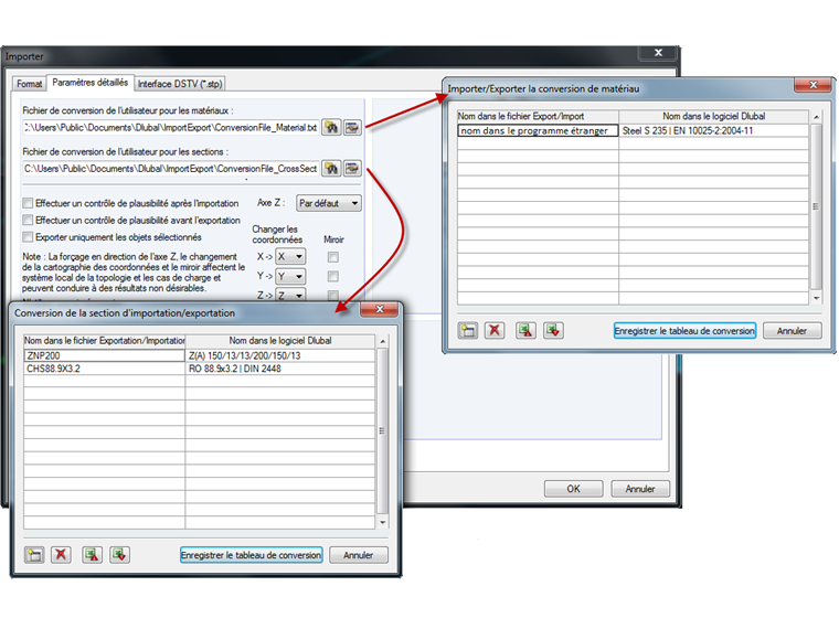 Import et export simplifiés à l’aide du fichier de conversion